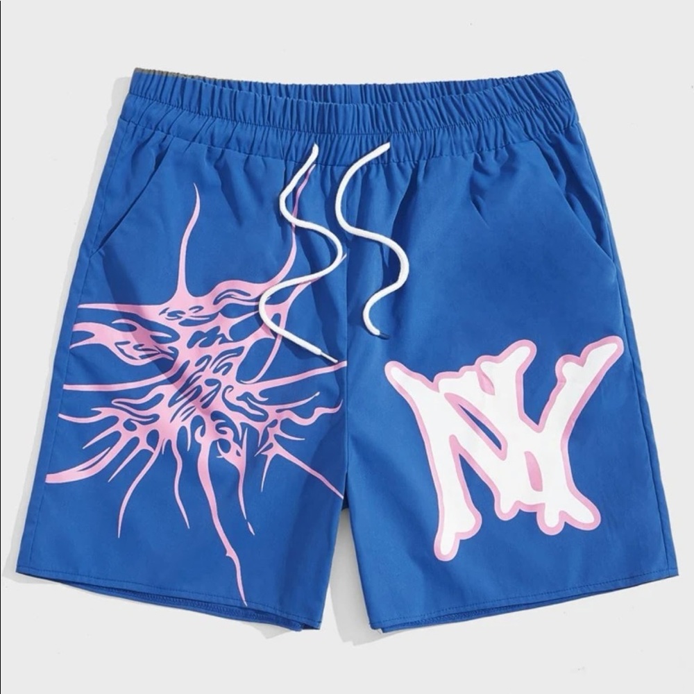 Graphic drawstring shorts